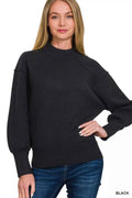 Zenana Viscose Mock Neck Exposed Seam Sweater BLACK bbb3dc80-eb89-4da7-9515-a497ff25a457-Max-Origin