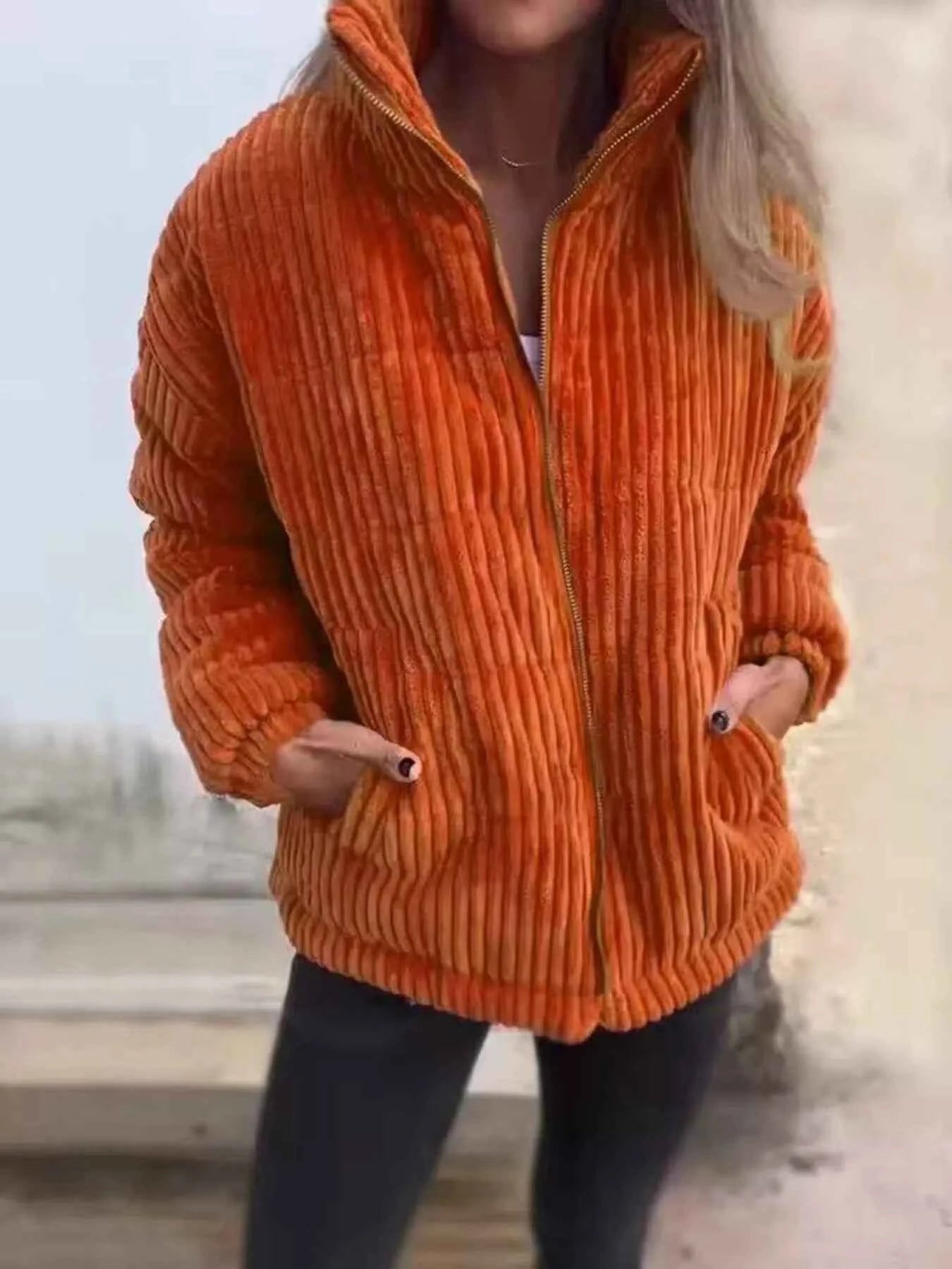 Full Size Zip Up Turtleneck Long Sleeve Winter Coat Plus Size Orange-red bbb5db964b624dafb8970eb8f76408b0-Max-Origin