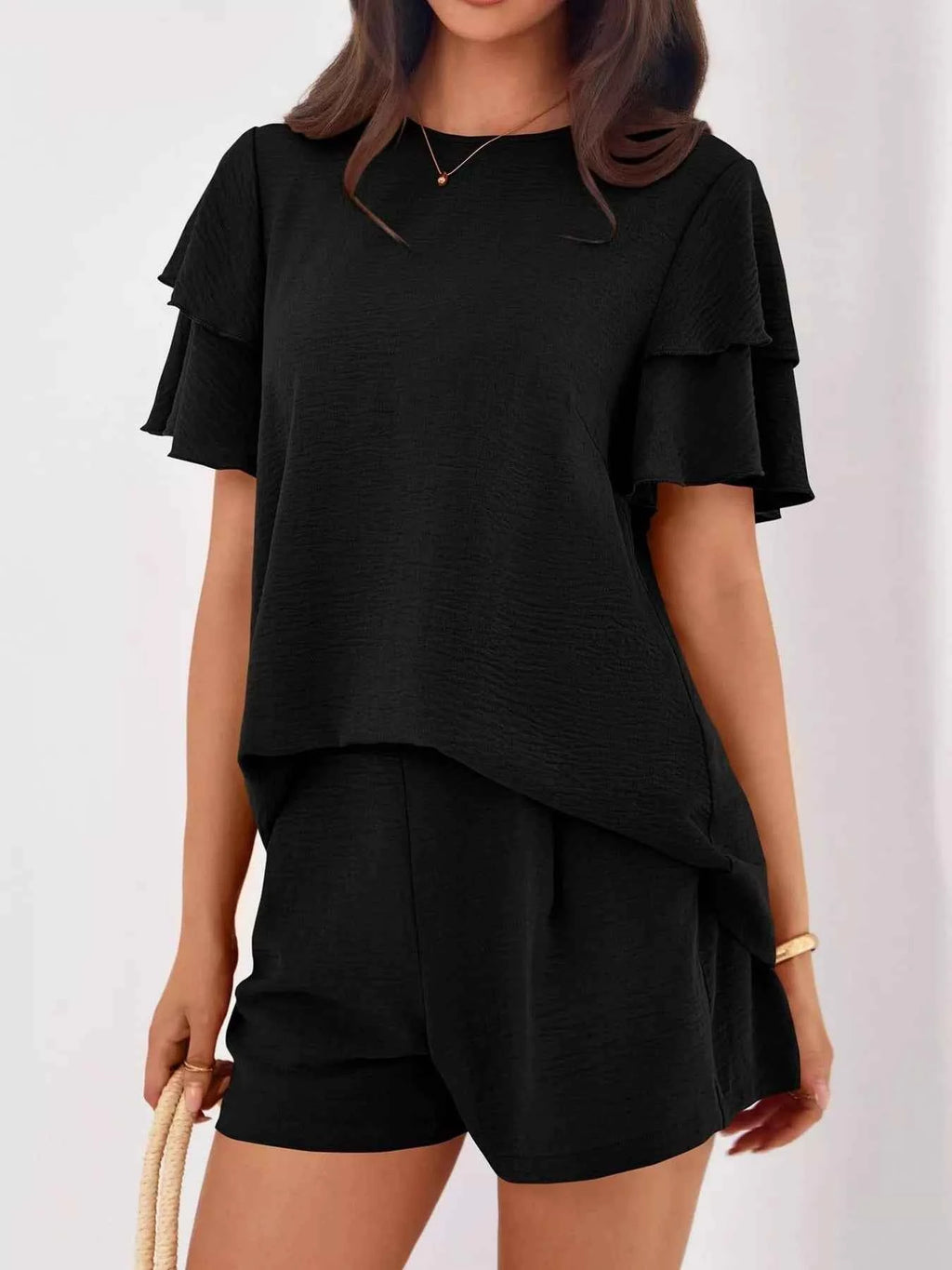 Ruffle Sleeve Top and Shorts Two-Piece Set bbb9521e-11dd-4015-92c3-1bb0c018710f-Max-Origin