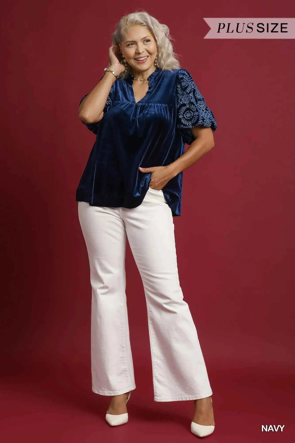 Umgee Full Size Velvet Embroidered Sleeve Blouse Plus Size bbd967ef-b53b-4a99-be6d-1920764c3c3a-Max-Origin