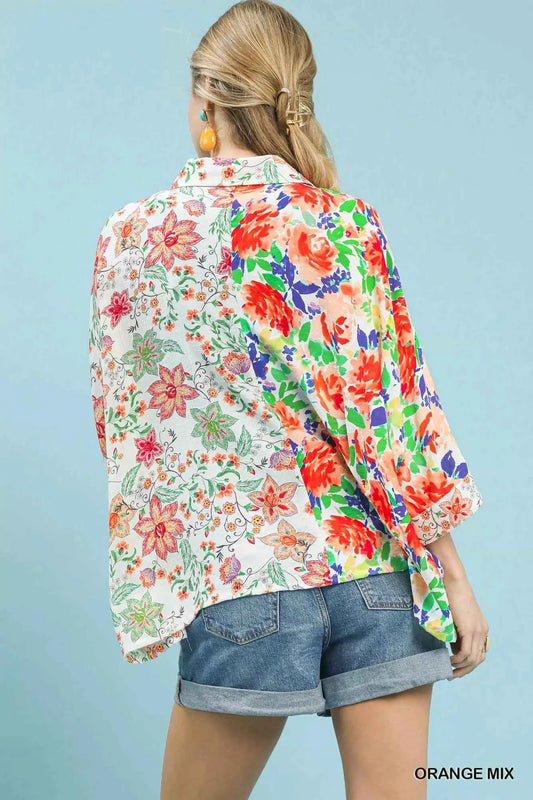 Umgee Mixed Floral Oversized Button Down Shirt bbde2cbe-d8d0-47c3-b38c-d2276ce86a45-Max-Origin