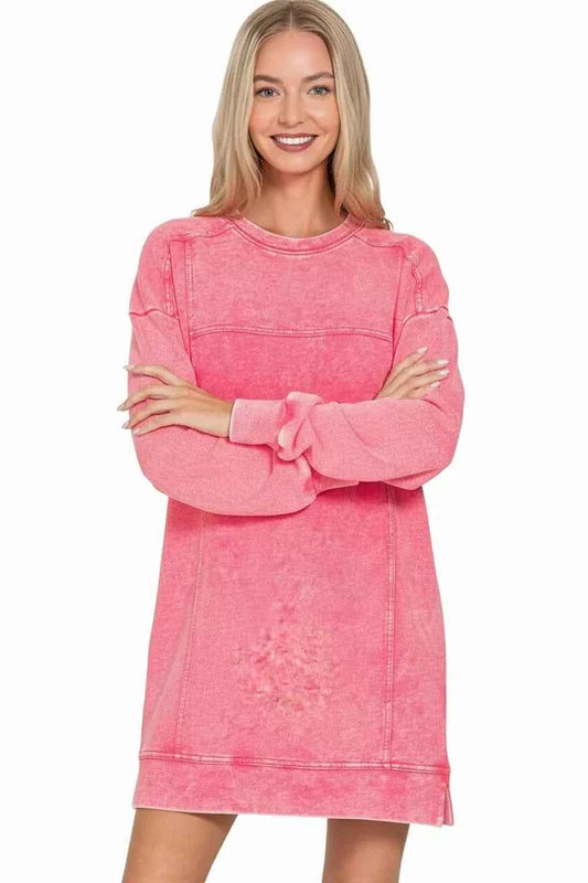 French Terry Acid Washed Dress with Pockets bbeed239-fce3-4871-8921-aba105c68d8a-Max-Origin