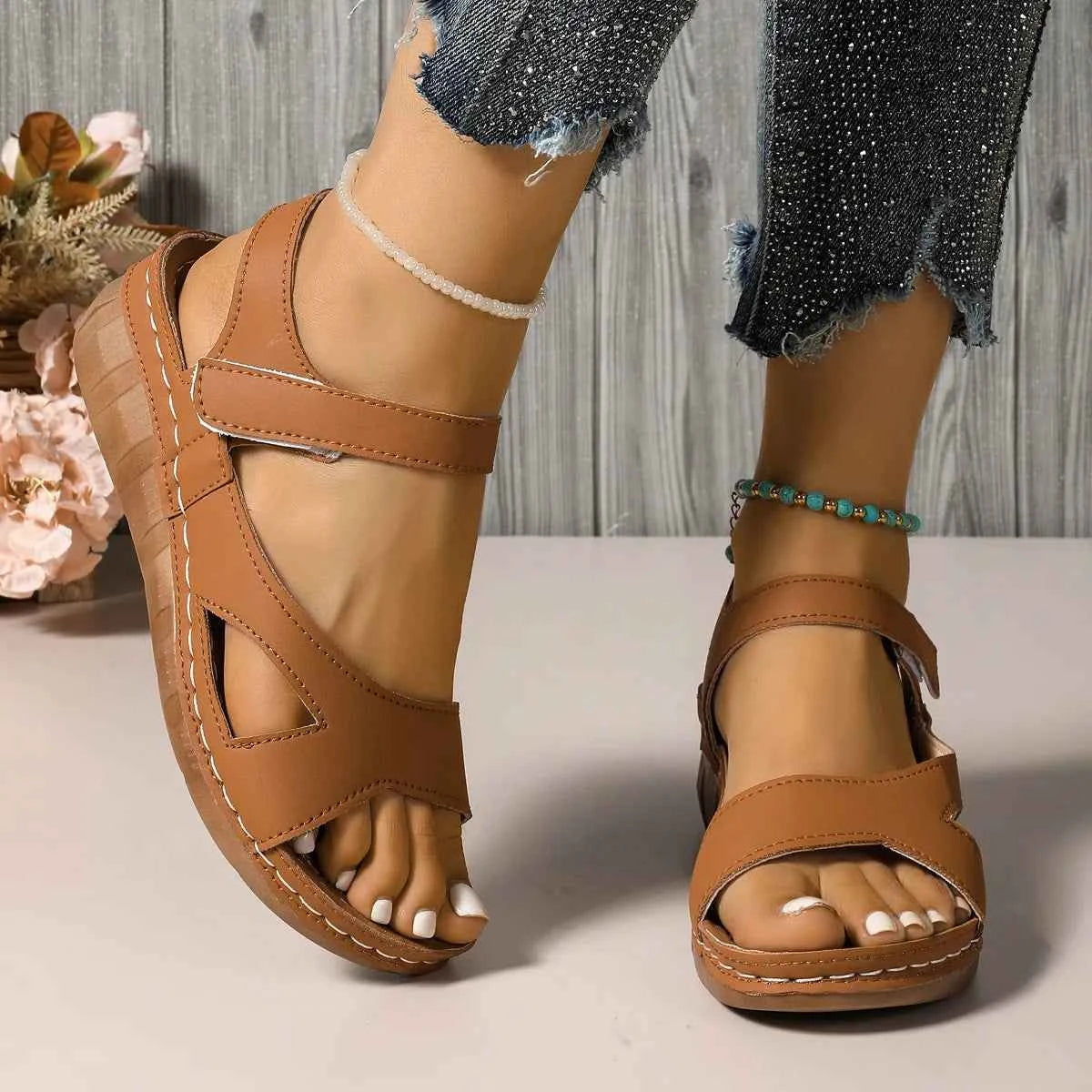 Open Toe Wedge Sandals Brown bbefc1fa26a64225bb72b51bac80ec45-Max-Origin