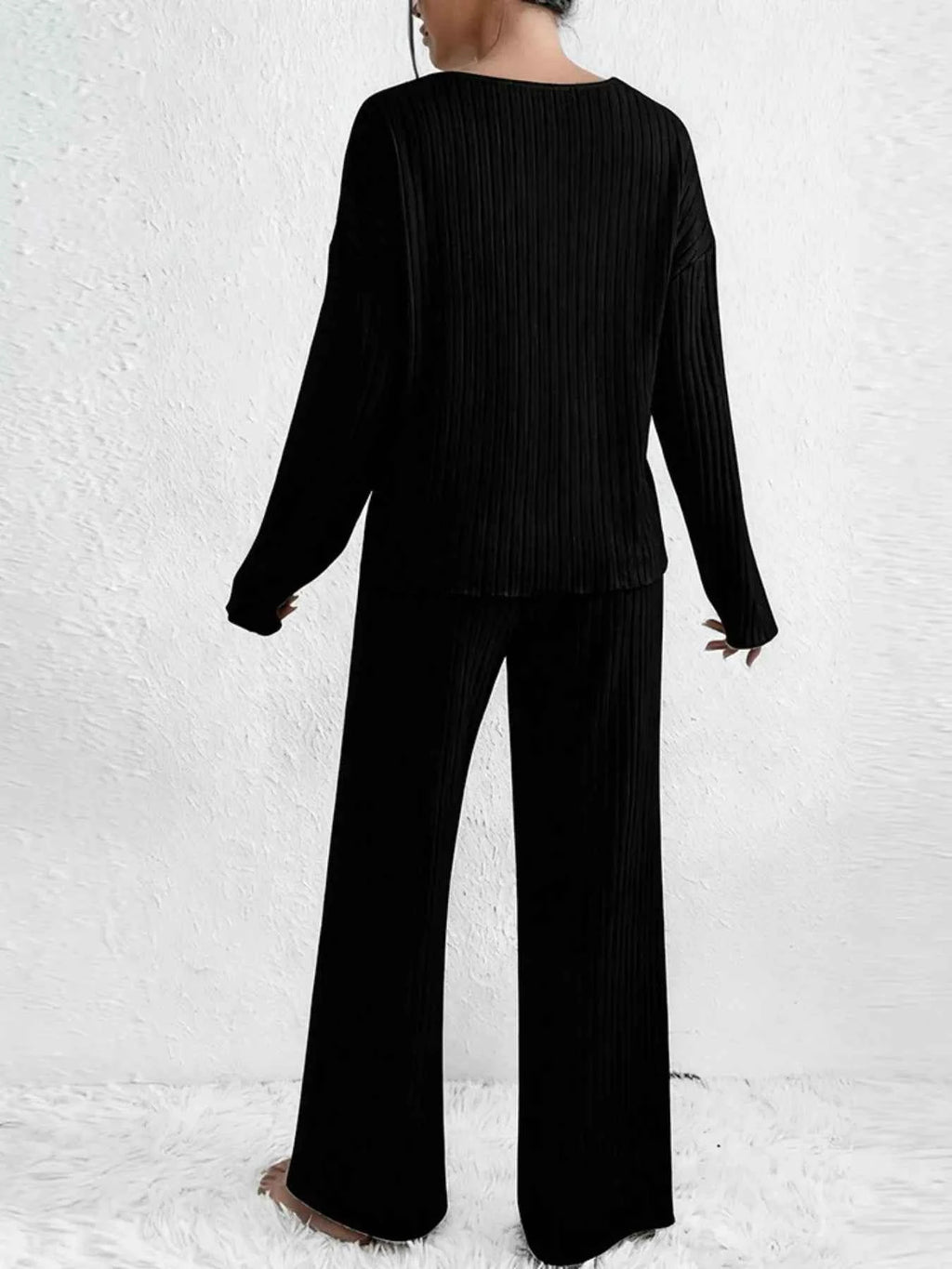 Ribbed Knit V-Neck Top and Pants Set bbfc4e16-0131-4d97-bf2e-c0761f09370a-Max-Origin