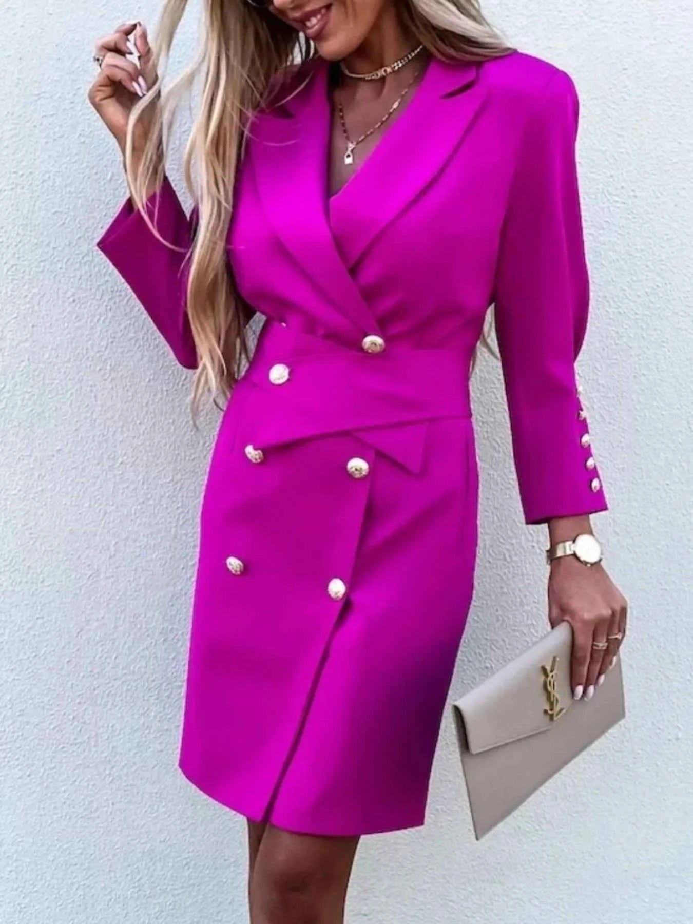 Double-Breasted Lapel Collar Longline Blazer bc01227c-7c60-4dcd-96d4-41408cd1e587-Max-Origin