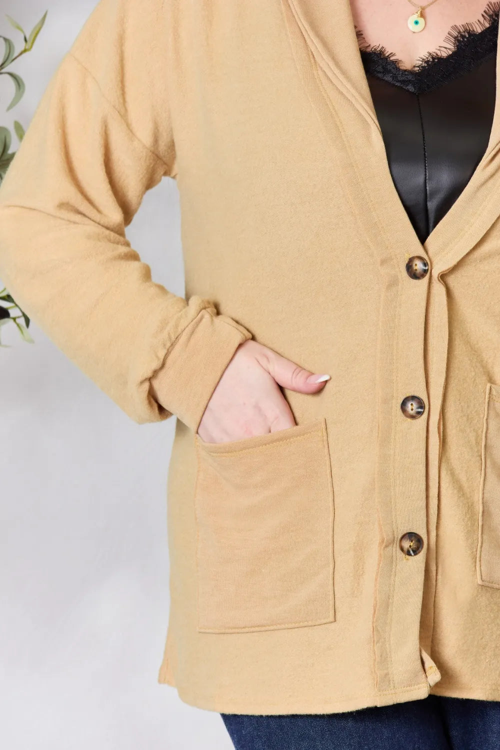 Heimish Full Size Button Up Long Sleeve Cardigan bc022be120e848cf9cb0042b5e325aba-Max
