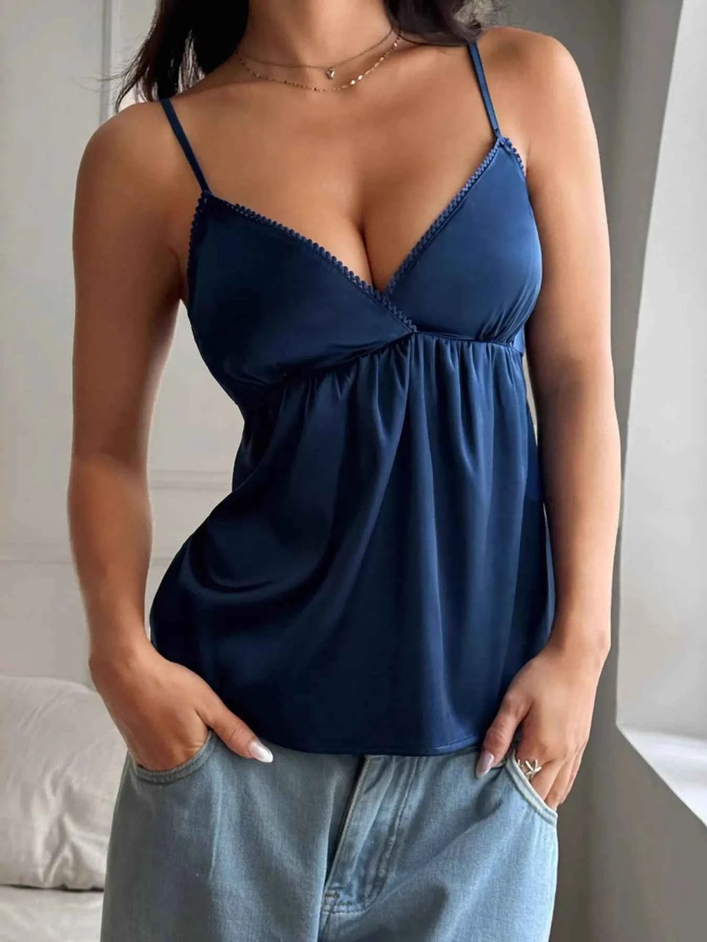 V-Neck Cami Top Navy bc1b2a857b1347328692d1f95420507d-Max-Origin