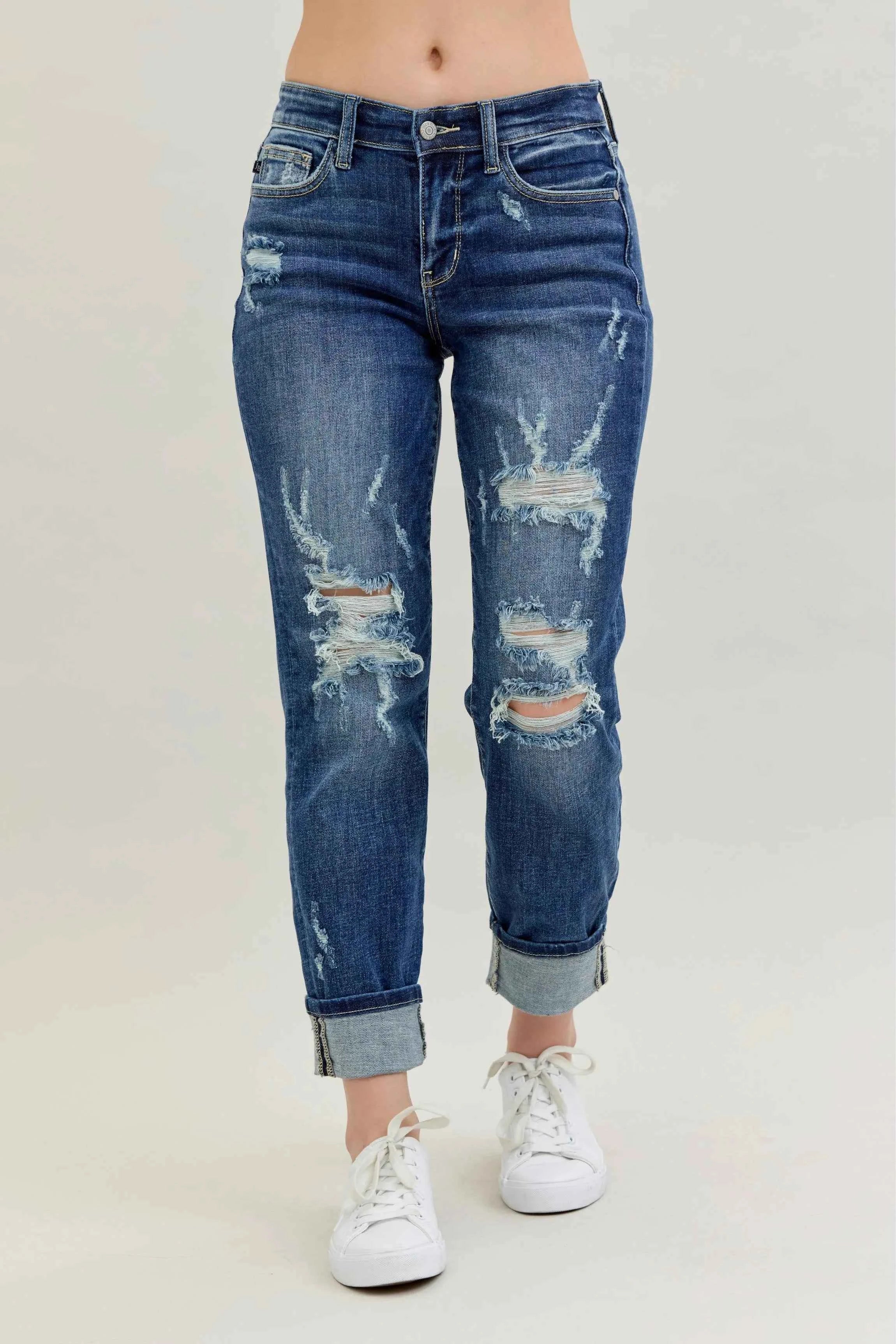 Judy Blue Full Size Mid Rise Cuffed Destroy Bf Jeans Plus Size MD bc2d32e553f4499886a47ddcd6c1226d-Max-Origin