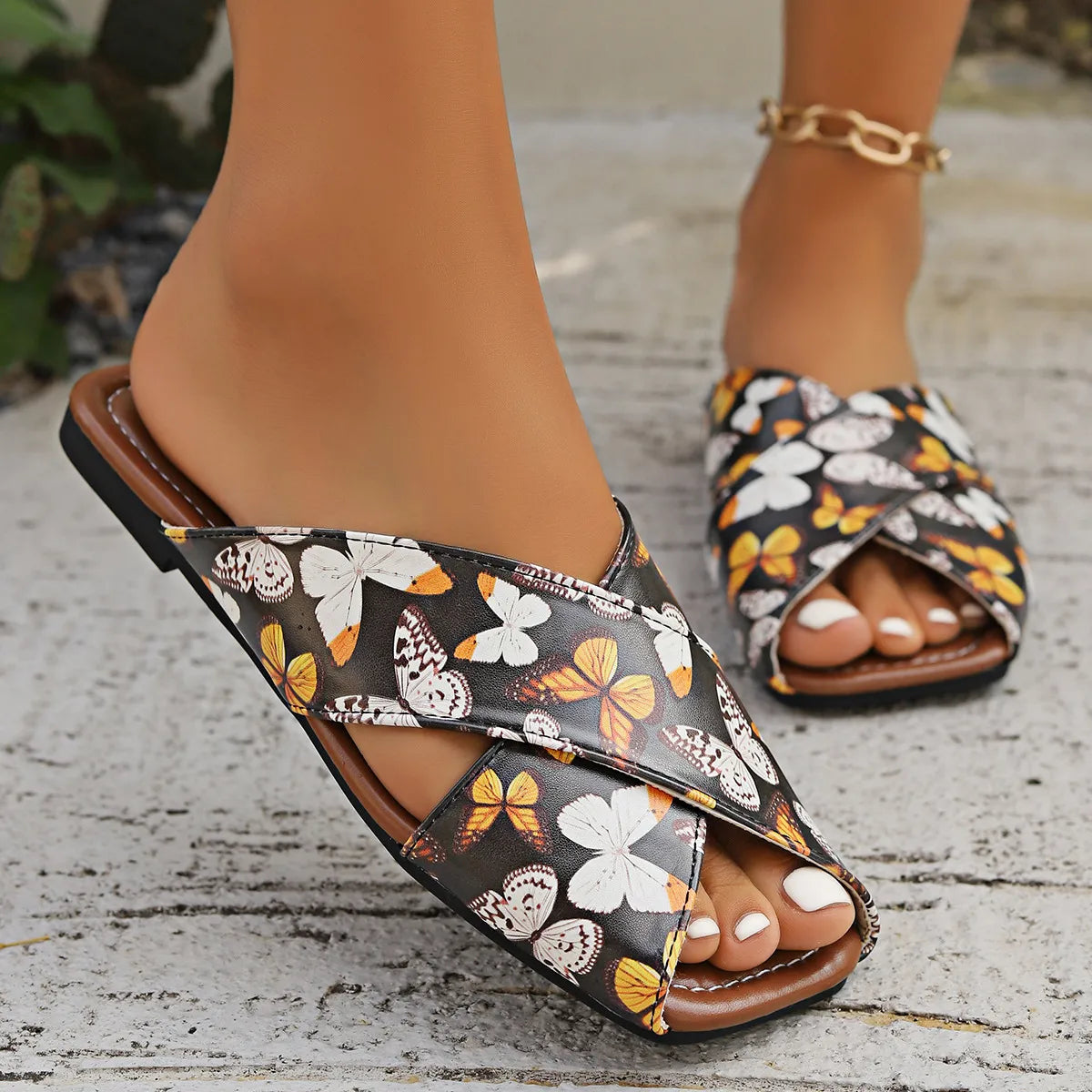 Peep Toe Flats Sandals Black bc2dd46f-491b-421a-9067-b0a87ef2d215-Max-Origin