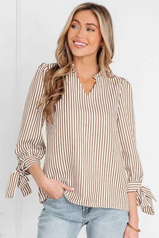 Blair Tied Cuffs Seersucker Blouse bc2e069f-95a8-4ce9-89f7-a284e33c29a4