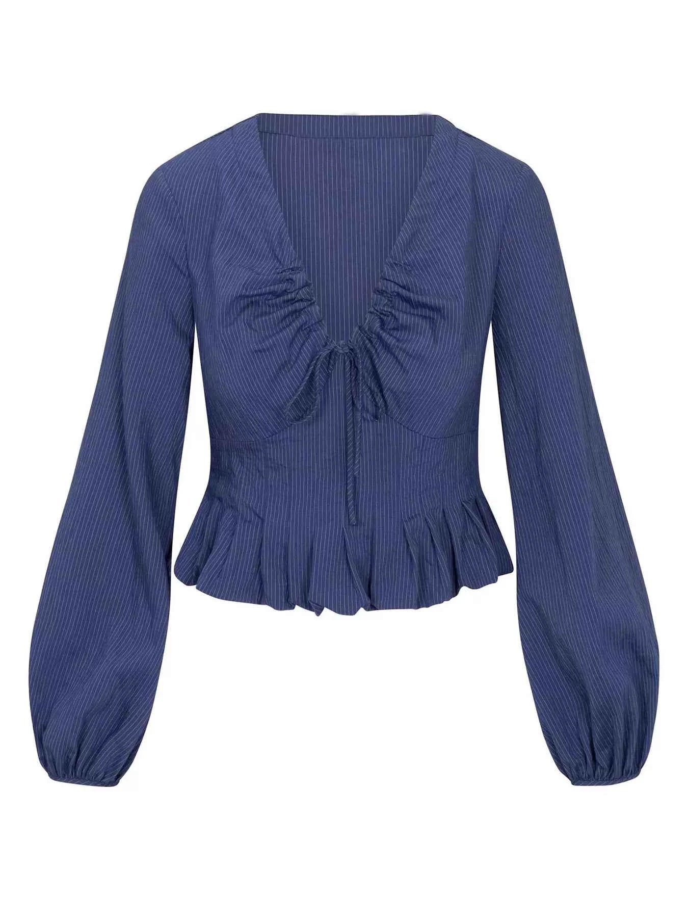 Ruffled Hem Balloon Sleeve Blouse bc2e535723ad4991aa8696ec6e3353cf-Max-Origin