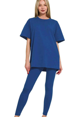 Cotton Round Neck Top & Legging Set LT NAVY bc2fa989-3cd3-4900-a71b-da6b41aa62ab-Max-Origin