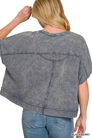 Acid Washed Round Neck Short Sleeve Oversized T-Shirt bc3335768e814816959d86fb9d61c96a-Max-Origin