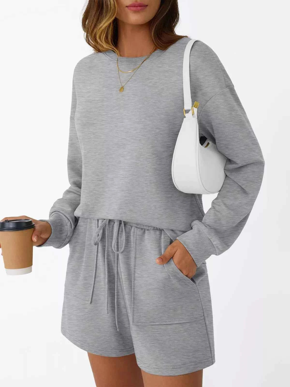 Round Neck Long Sleeve Top and Shorts Set bc36b2c9-ea68-4177-8570-8b295c87e8be-Max-Origin