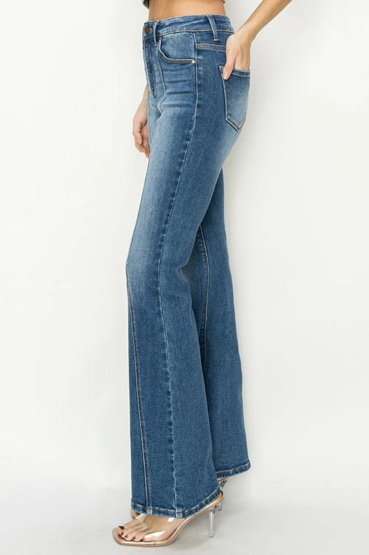 Full Size High Rise Front Seam Detailed Flare Jeans bc430297-b4ed-4b9f-8eed-83df9d0af18f-Max