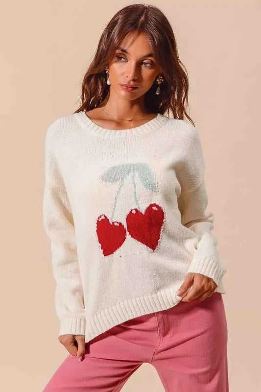 Heart Cherry Knitted Valentine Sweater Top bc4727cbe78847238c121c9781a5e133-Max-Origin