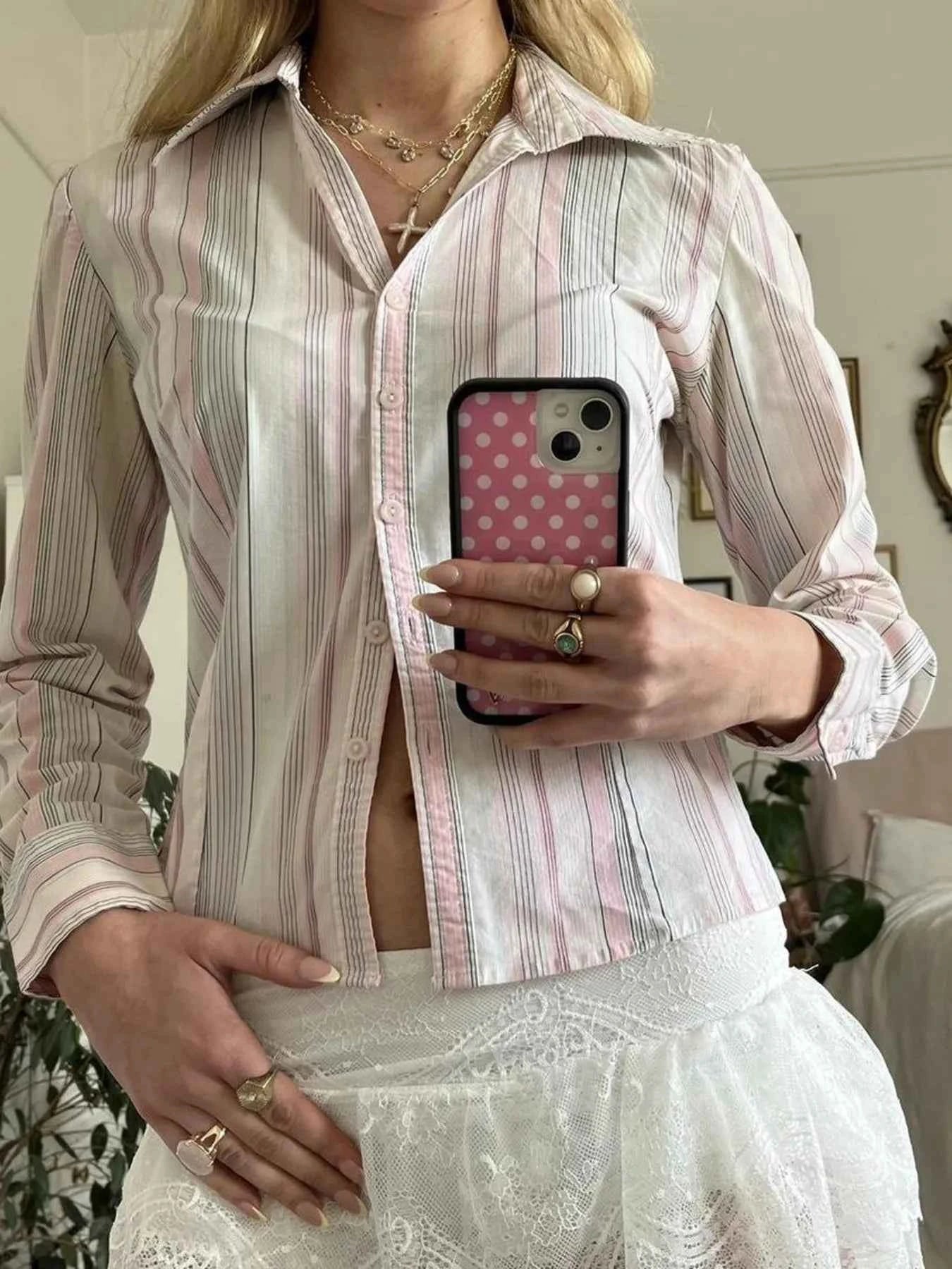 Printed Button-Down Long Sleeve Shirt