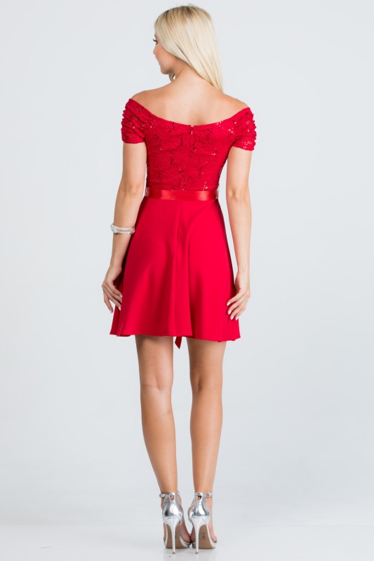 Plus Size Off Shoulder Fit & Flare Dress – Lace Sleeve Party Dress bc509c6a-2aa4-487e-a016-eef93367c59e