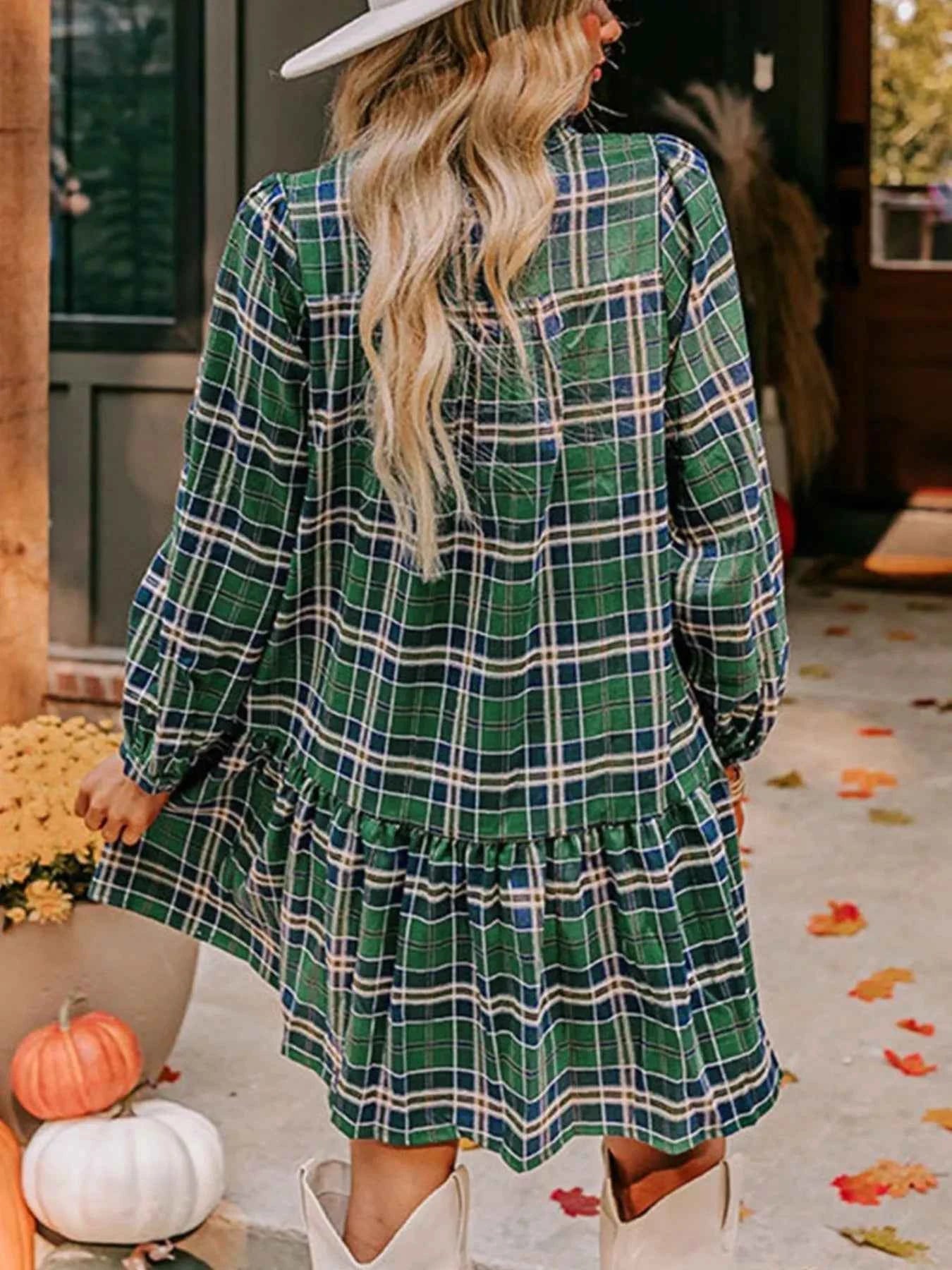 Plaid Frilly Collar Long Sleeve Shift Mini Dress bc5e18e7-ffaa-472a-b20c-ab5baa9c99a4-Max-Origin