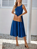 Sleeveless A-Line Midi Dress Royal Blue bc69fcd0-86e2-4a26-a29b-c1b6cb94a2c9-Max-Origin