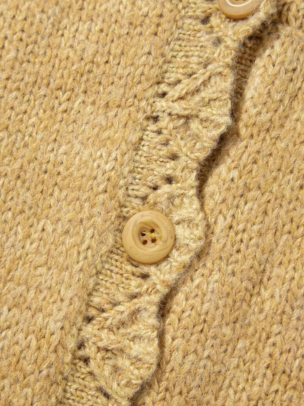 Lantern Sleeve Scallop V Neck Buttoned Front Cardigan bc6e77139b4f45baa6881dbc6cb95d70-Max-Origin