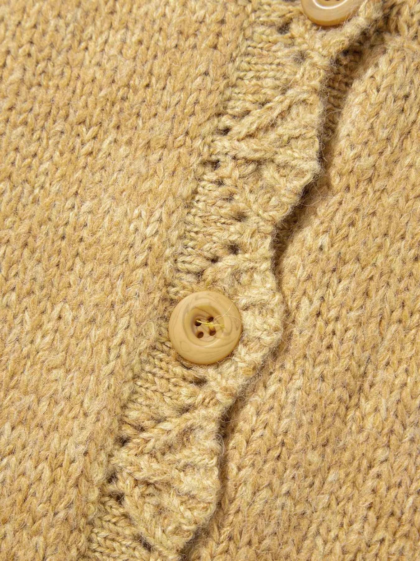 Lantern Sleeve Scallop V Neck Buttoned Front Cardigan bc6e77139b4f45baa6881dbc6cb95d70-Max-Origin
