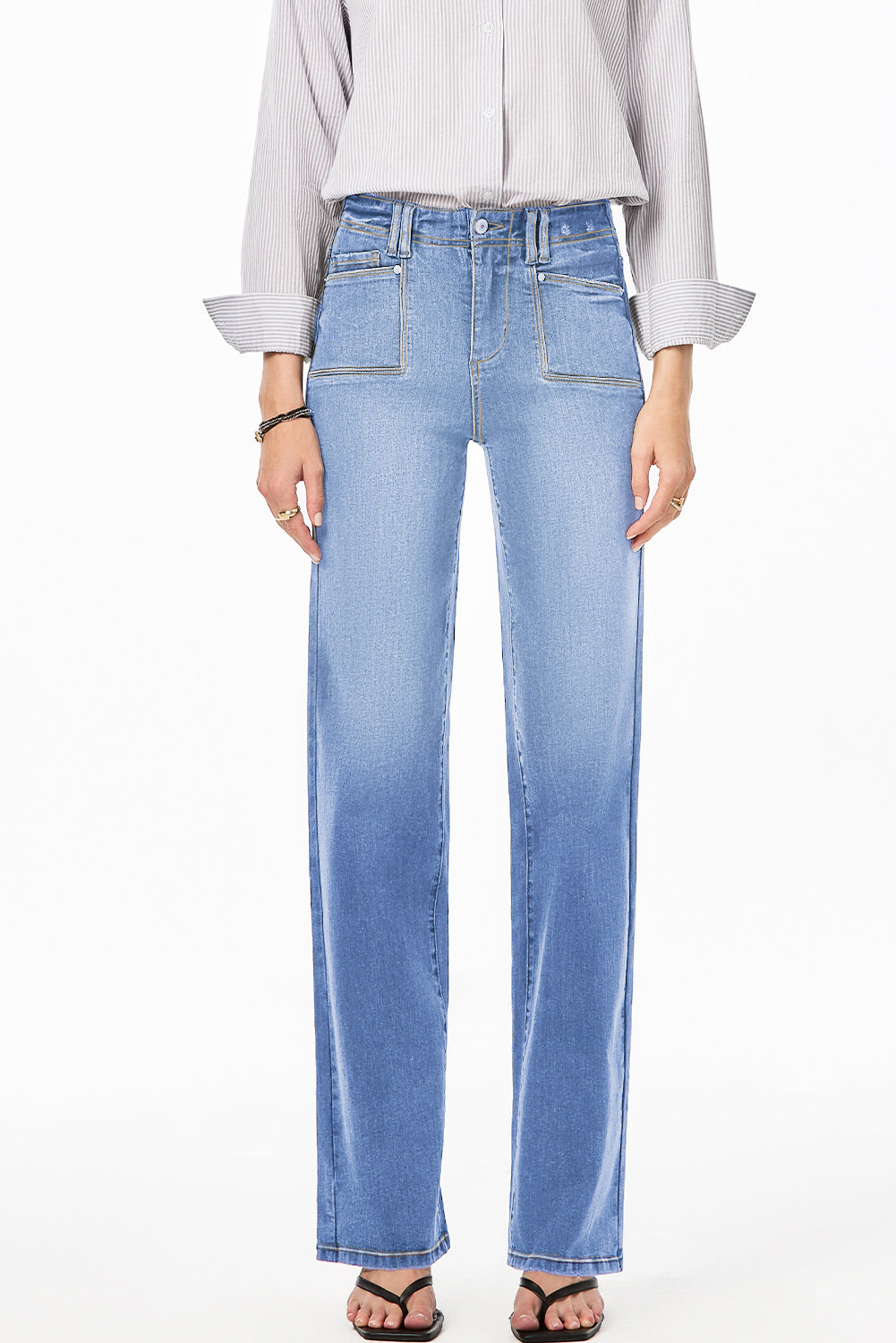 Dusk Blue Loose Straight Leg Cropped High Waist Jeans bc751d1bfbd68def