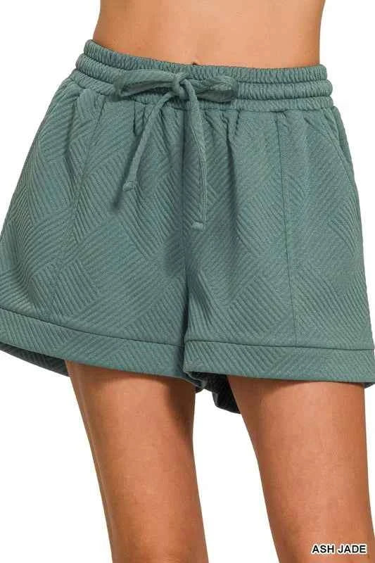 Zenana Textured Knit Jacquard Drawstring Shorts ASH JADE bc77d2f45d2c486d87eb82c971538a71-Max-Origin
