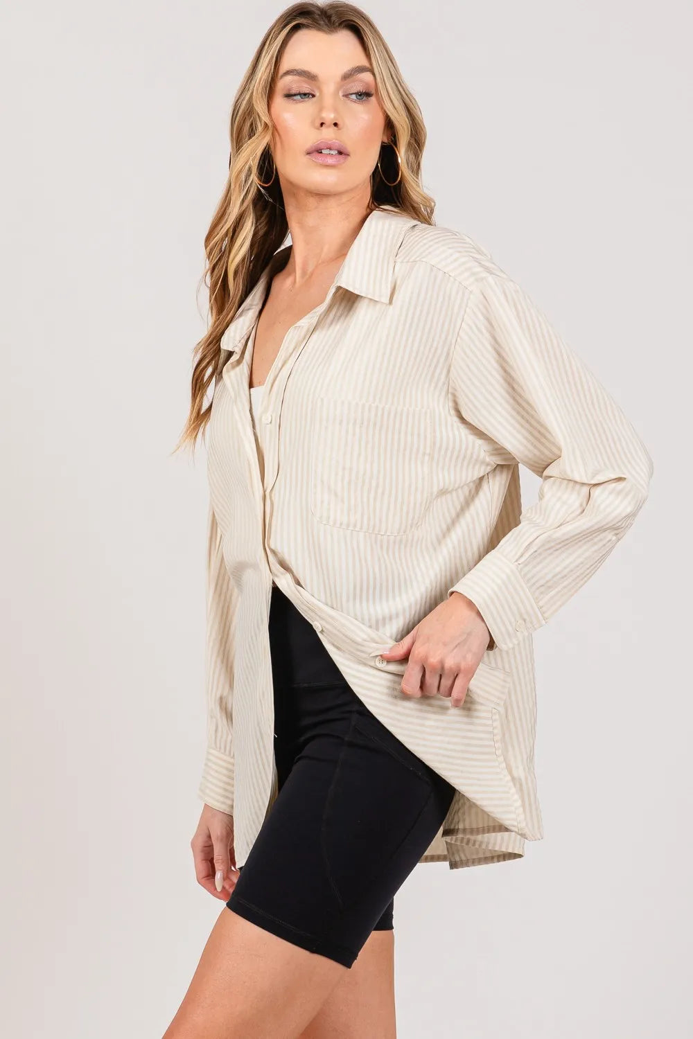 SAGE + FIG Striped Button Up Long Sleeve Shirt bc889d1d-c850-4424-a06c-7ae1bf792d78-Max