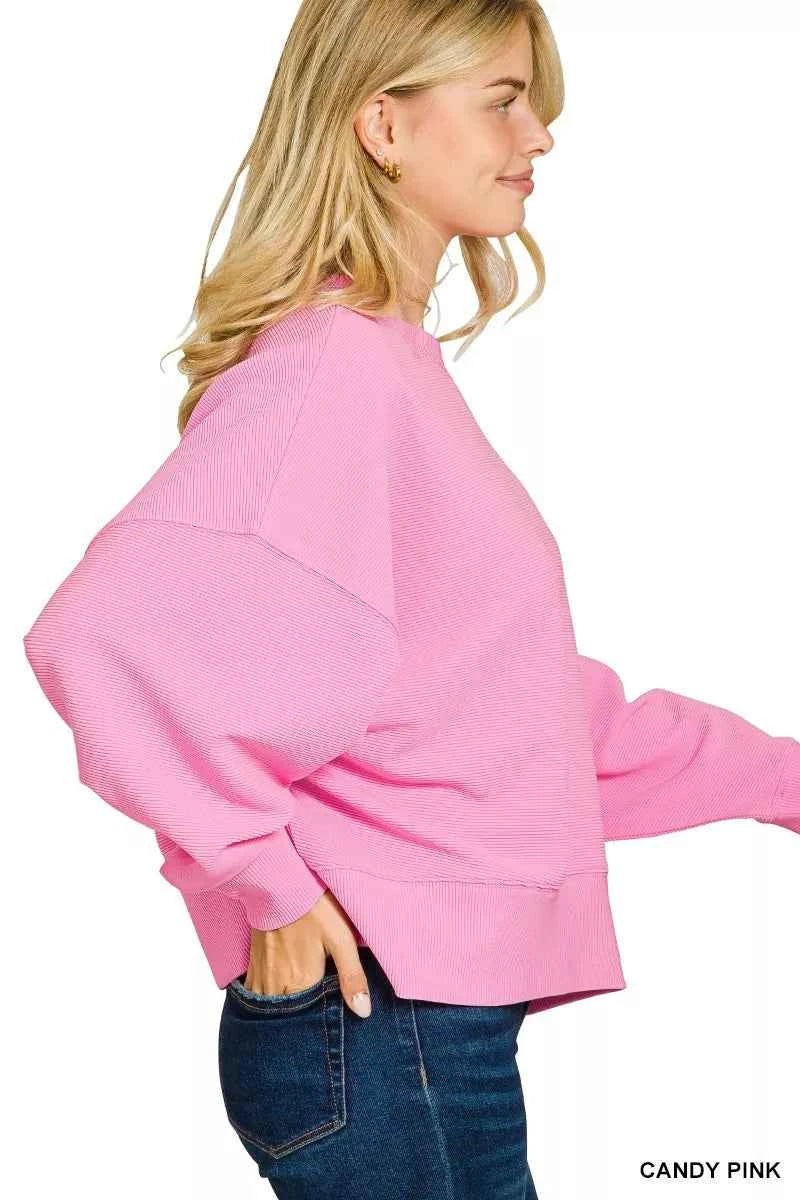 Zenana Ribbed Round Neck Pullover and Shorts Set bc89c8744ac348a49b2d7516291703ef-Max-Origin