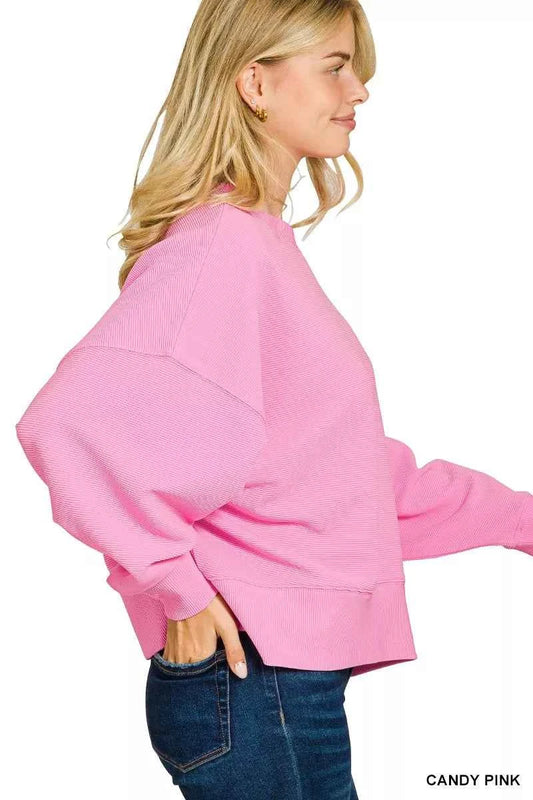 Ribbed Round Neck Pullover and Shorts Set bc89c8744ac348a49b2d7516291703ef-Max-Origin