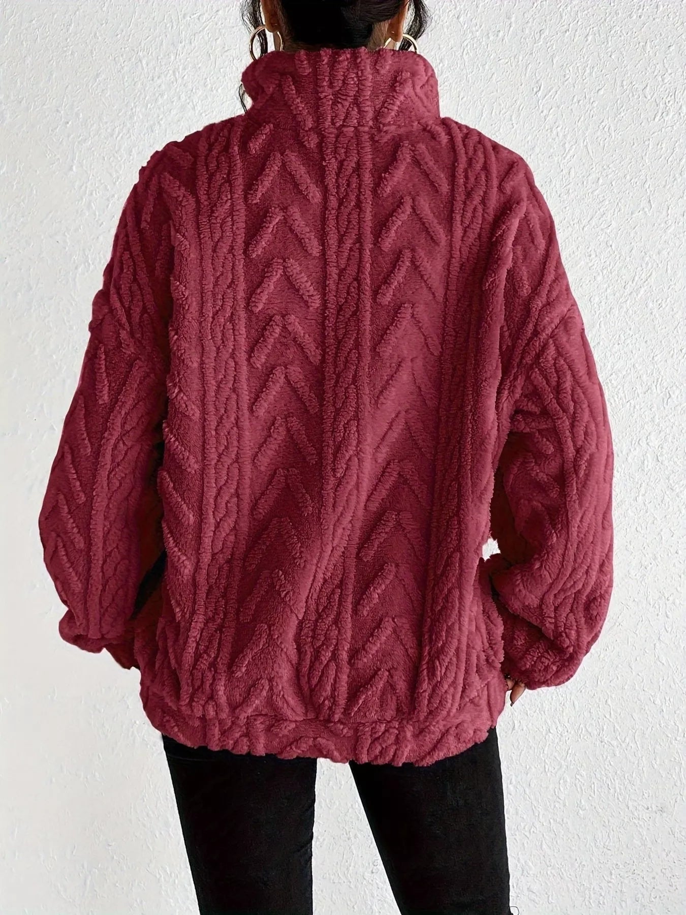 Quarter Zip Dropped Shoulder Sherpa Sweatshirt bc8bc4d6ebed41a588b8f0db25878502-Max-Origin