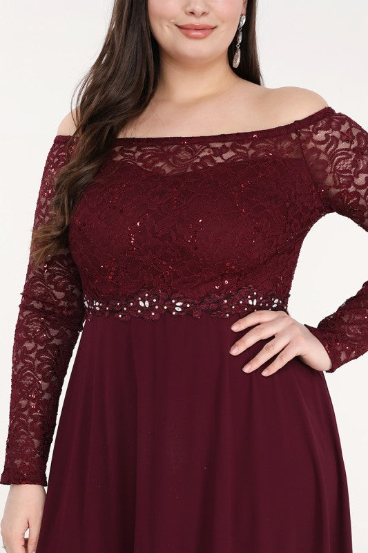 Plus Size Lace Evening Gown – Long Sleeve Chiffon A-Line Dress for Women bc97f980-5801-4594-befe-36c3b62e8e32