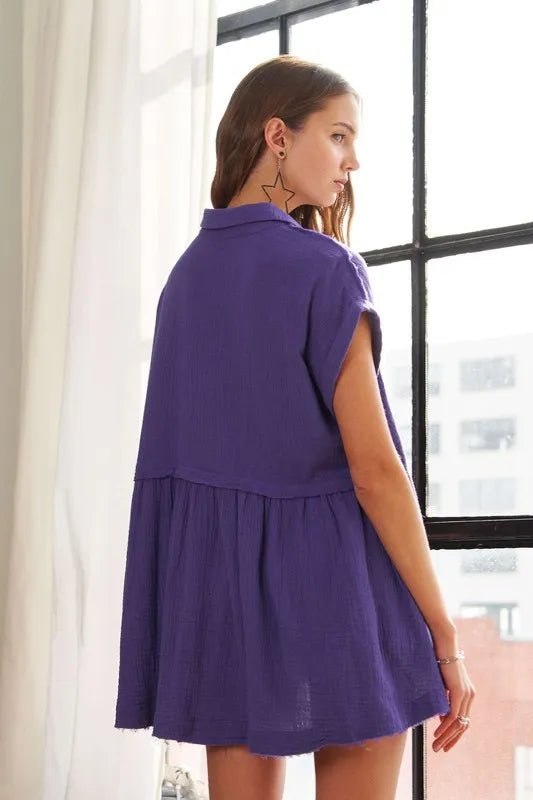 ADORA Raw Hem Collared Neck Button Down Shirt bca68c23-724d-4866-a90f-0ff16752bd38-Max