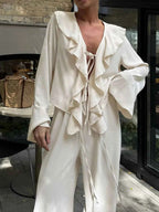 Ruffle Trim Tie Front Top and Pants Set bcb3300c-30ae-4e1e-976b-5e381a3c3c5b-Max-Origin