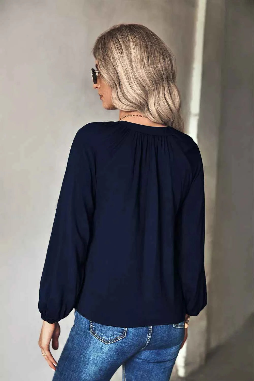 Tie Neck Long Sleeve Blouse bcb5d6be-3fa9-4013-8cb2-34b6efa9cd89-Max-Origin