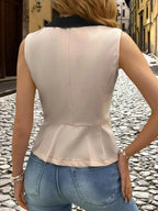 One Button Contrast Vest Coat bcbd187534d84448a39626bc837aa25b-Max-Origin