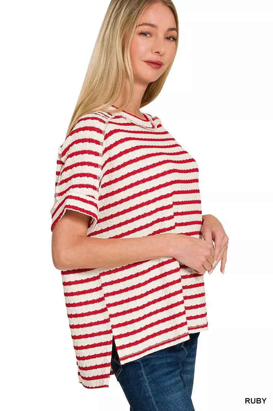 Zenana Stripe Jacquard Round-Meck Tee bcbd7c7c92b94593aea0f055bfda8910-Max-Origin