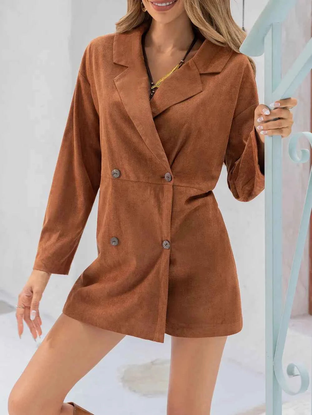Lapel Collar Long Sleeve Romper bcbe70ad-2427-41f5-b58f-d2cb78670d21-Max