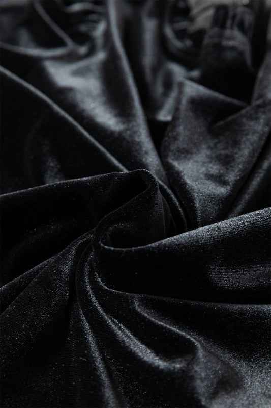 Velvet Frilled Collar Smocked Puff Sleeve Blouse bcc23b79-eba1-4c9e-a0bd-9ae9cea20422