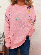 Bear Decoration Round Neck Sweater bcc9feb9568448109e055aa02e63e95d-Max-Origin