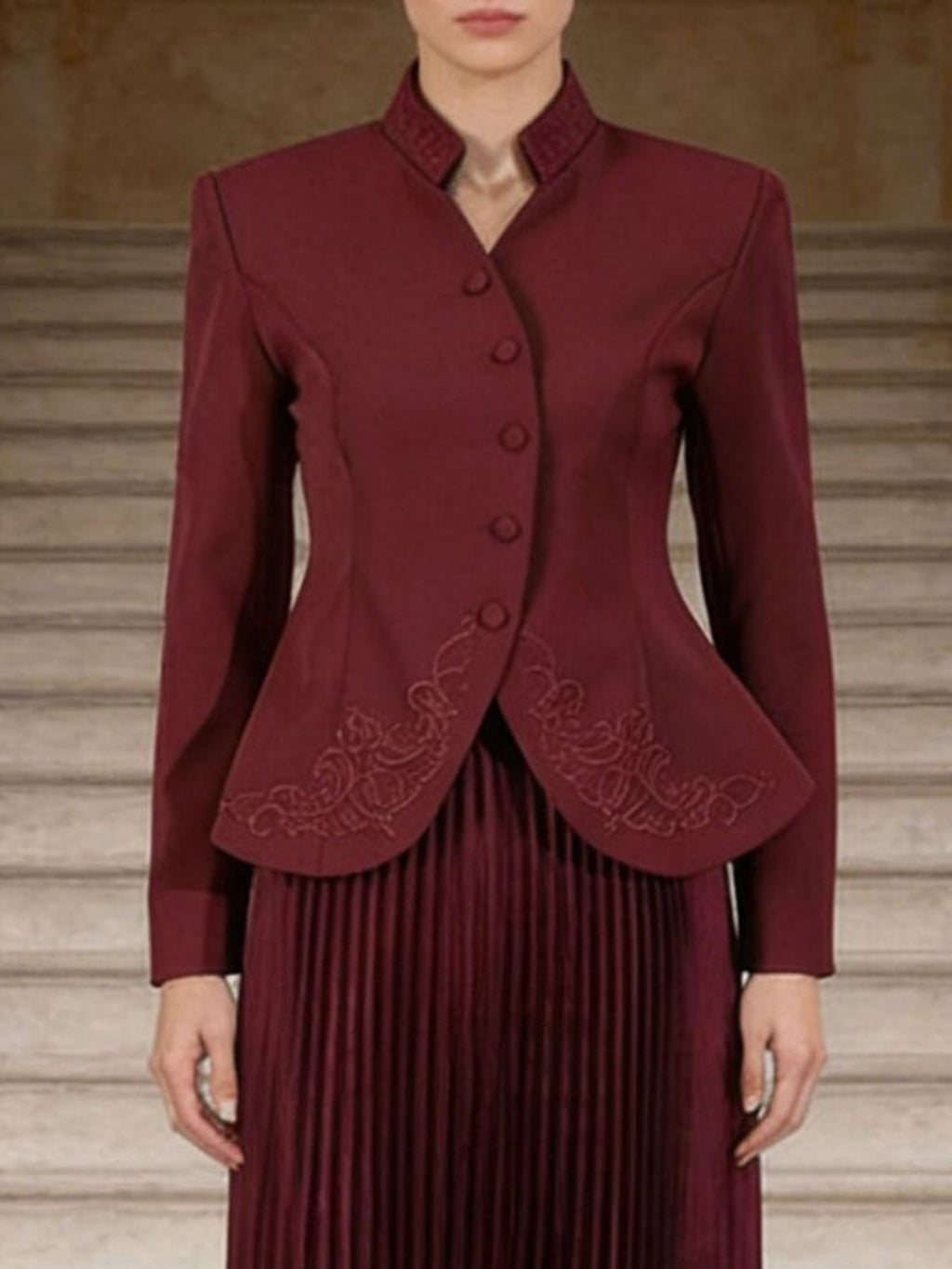 Button Up Long Sleeve Top and Pleated Skirt Set bccb1921-f2b2-4b9a-8a5d-3543019d8924-Max