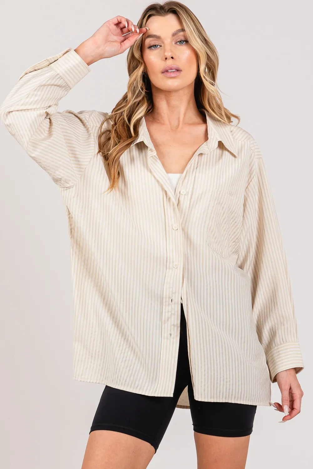 SAGE + FIG Striped Button Up Long Sleeve Shirt bcd45230-a5dc-4fcc-9429-1c4b02475029-Max
