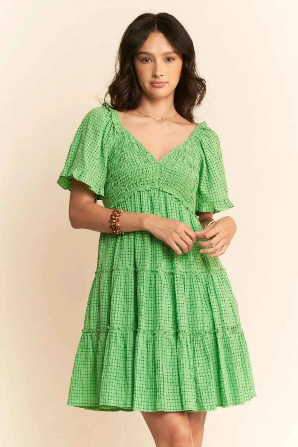 Davi & Dani Jacquard Checker Smocking Tiered Dress bcdbf624-6001-4319-bf0a-27357e60dc93-Max-Origin
