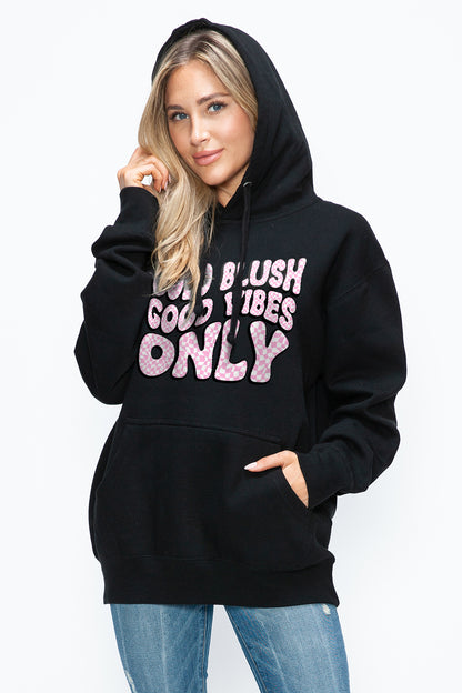 Simply Love Full Size Letter Graphic Long Sleeve Drawstring Hoodie