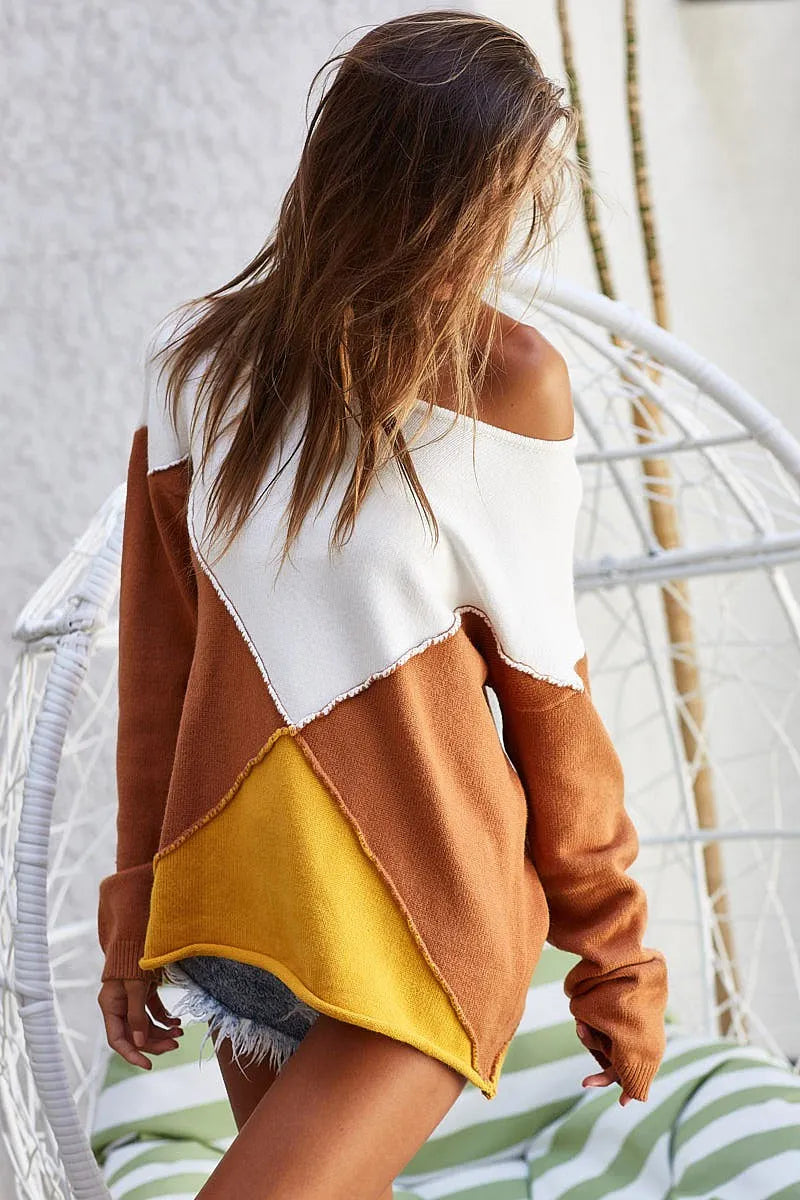 BiBi Color Block Geometric Sweater bce8544b2c6342048ea3688a945fcdb6-Max-Origin