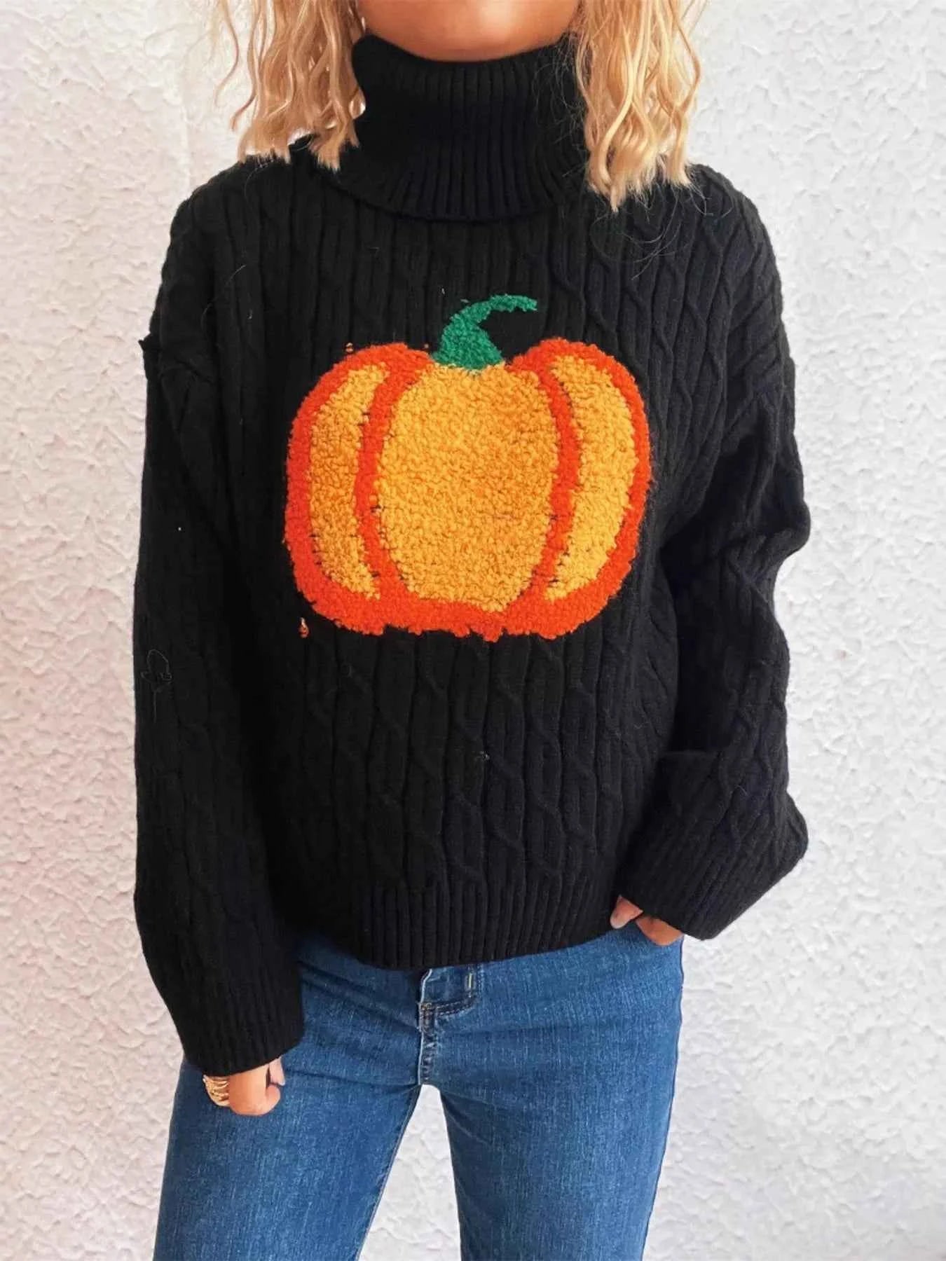 Pumpkin Turtleneck Long Sleeve Sweater Black One Size bd04f28e173d4ce99f166e0e68155d2c-Max-Origin