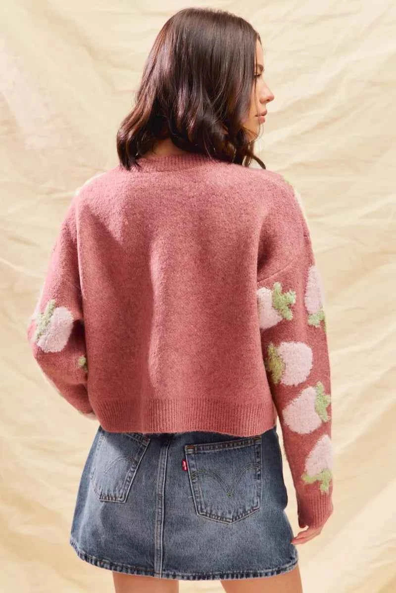 SO ME Strawberry Fruit All Over Button Sweater Cardigan bd191859a27645d8afba15b5401b8a8f-Max-Origin