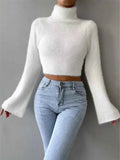 Turtleneck Flare Sleeve Sweater White bd1aab16838c46fe81785539da6531ca-Max-Origin