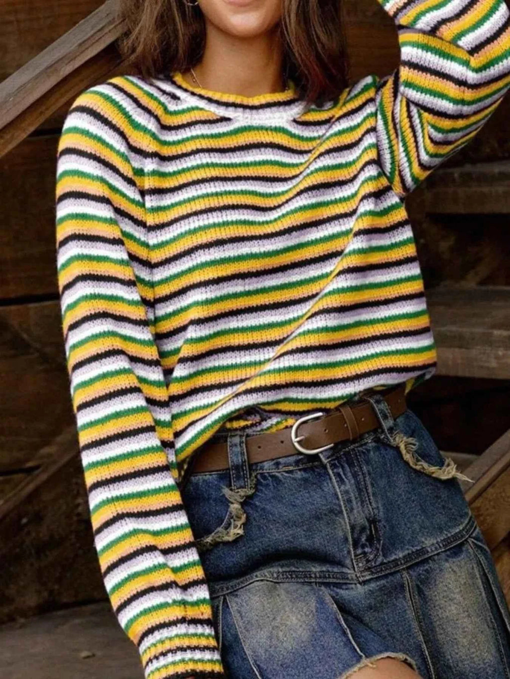 Rainbow Striped Pullover Sweater